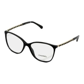 CHANEL Square Lambskin Chain Plate Frame Cat Eye Eyeglass Frames Unisex
