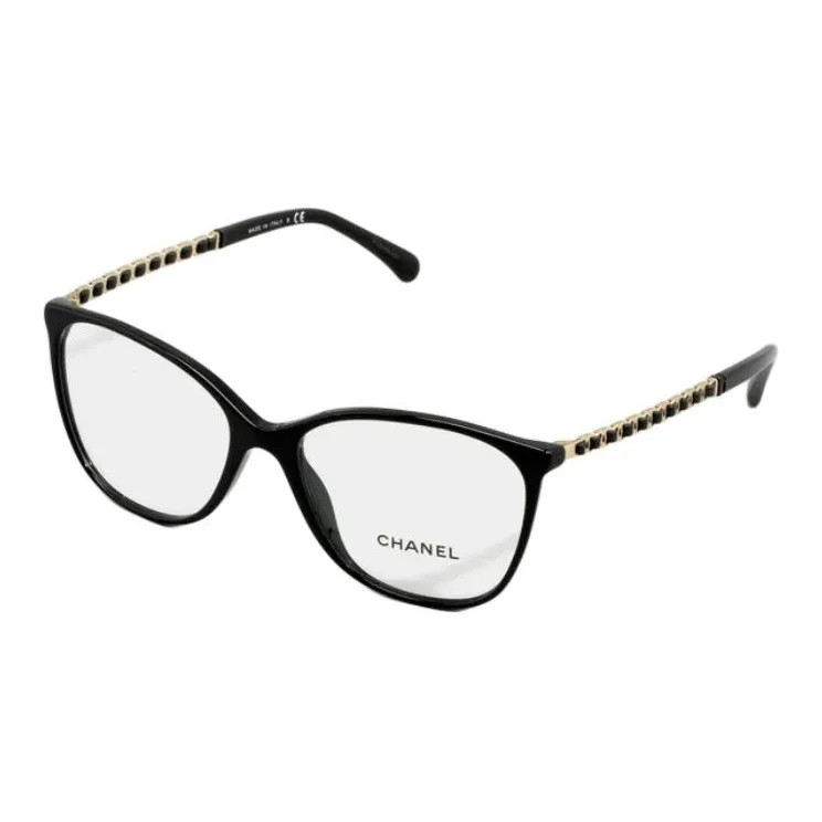 CHANEL Square Lambskin Chain Plate Frame Cat Eye Eyeglass Frames Unisex-0