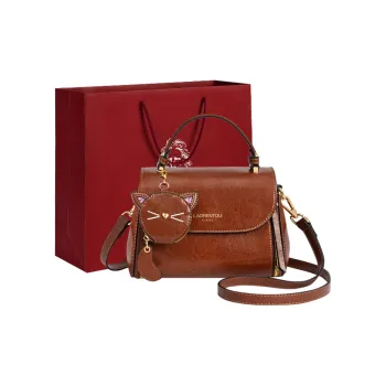 Old Man's Head Split Cow Leather With Synthetic Leather One Shoulder Handbag Regular Women's Light Brown