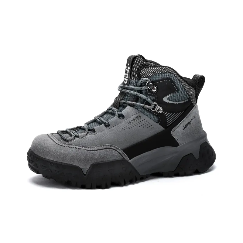 JEEP SPIRIT Slip Resistant, Abrasion Resistant, Waterproof High Top Outdoor Shoes Men's Black Gray-2