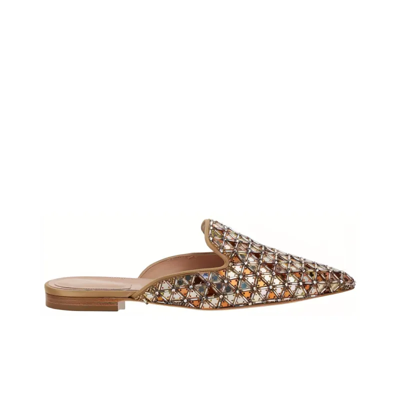 ALBERTA FERRETTI Geometric-design Mirrored-finish Slippers-1