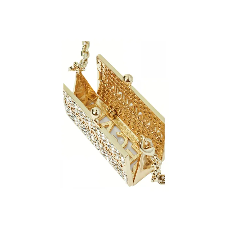 DEGAIA Alloy Metal Handbag, Shoulder Bag Mini Women's White Steel/Gold-3