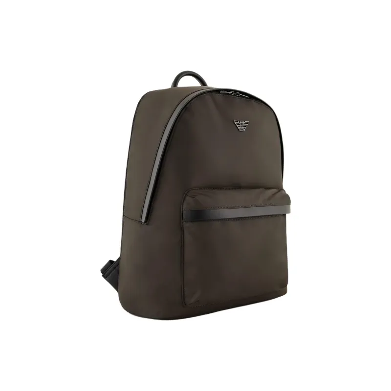 EMPORIO ARMANI Recycled Nylon Backpack Men's Brown Green-1