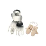 2-Pack (Knit Glove+Black White Scarf)