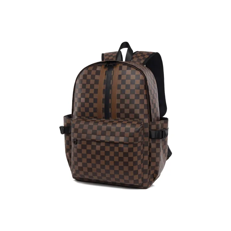 Yalu PU Backpack Tubas Unisex Black/Dark Brown-4