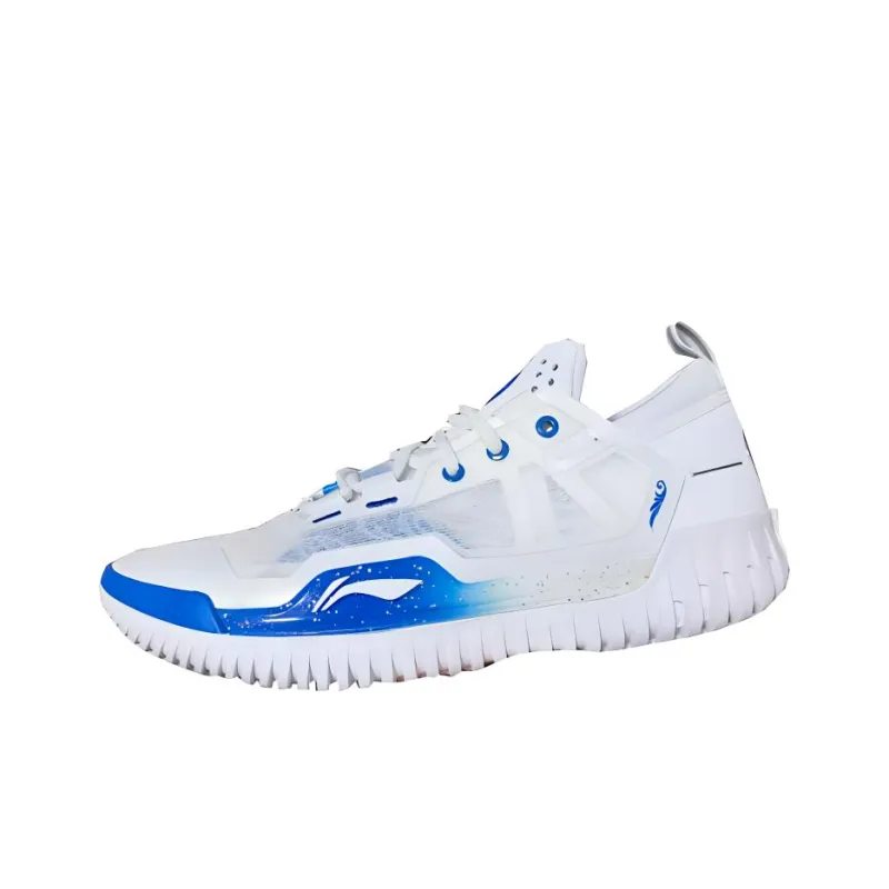 LiNing Badfive 3 Low Cushioning Wear Resistant Mid Top Basketball Shoes Men's Blue White-2
