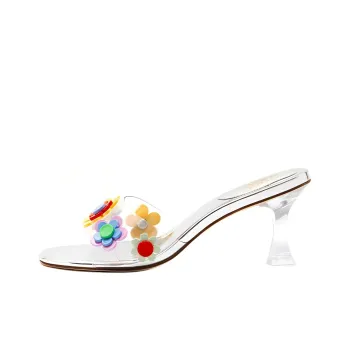 Gabriela Noelle x Larroude Slide Slippers Women's Silver White