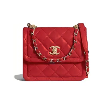CHANEL Lambskin Mini Square Flap Bag Tofu Bag Shoulder Bag Women's Red
