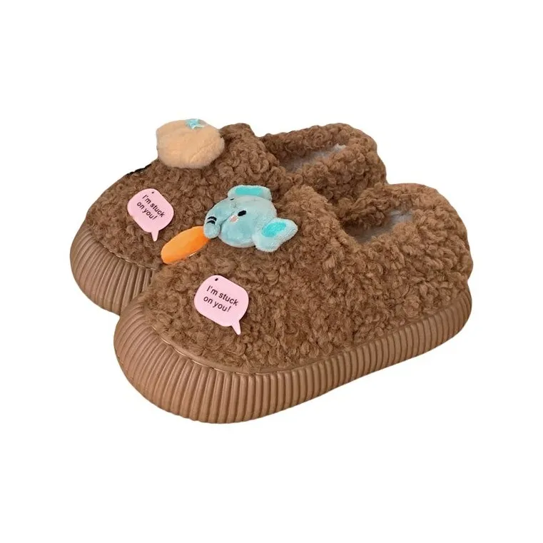 Thin Strips Home Slippers Women's, White/Khaki/Brown-8