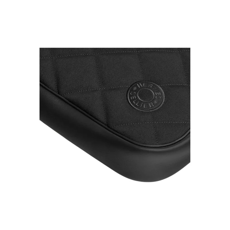 HERMES Woolycot Canvas With Swift Leather Shoulder Bag Crossbody Bag Women's Black-3