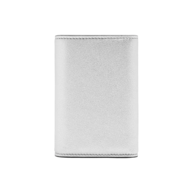 LOEWE Shiny Nappa Lambskin Wallet Small Size Women's Silver-3