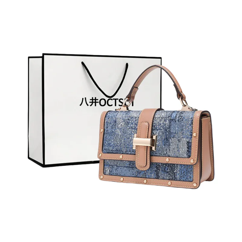 OCTSUI PVC Shoulder Bag Crossbody Bag Women's Coffee/Denim Blue-7