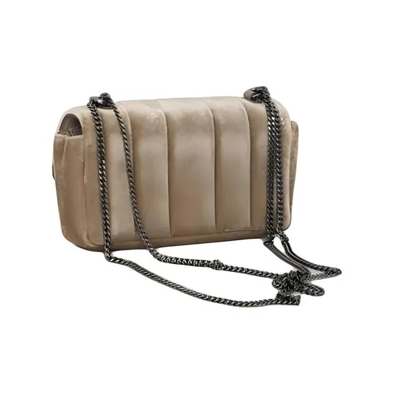 TORY BURCH Kira Velvet Shoulder Bag Mini Women's Taupe-1