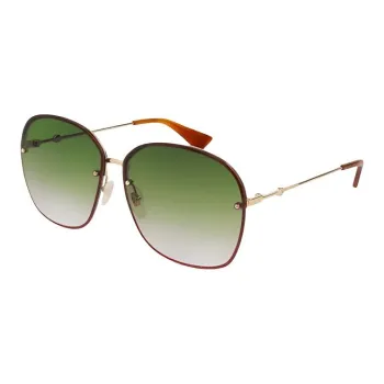 GUCCI Metal Square Sunglasses Women's Havana/Gold