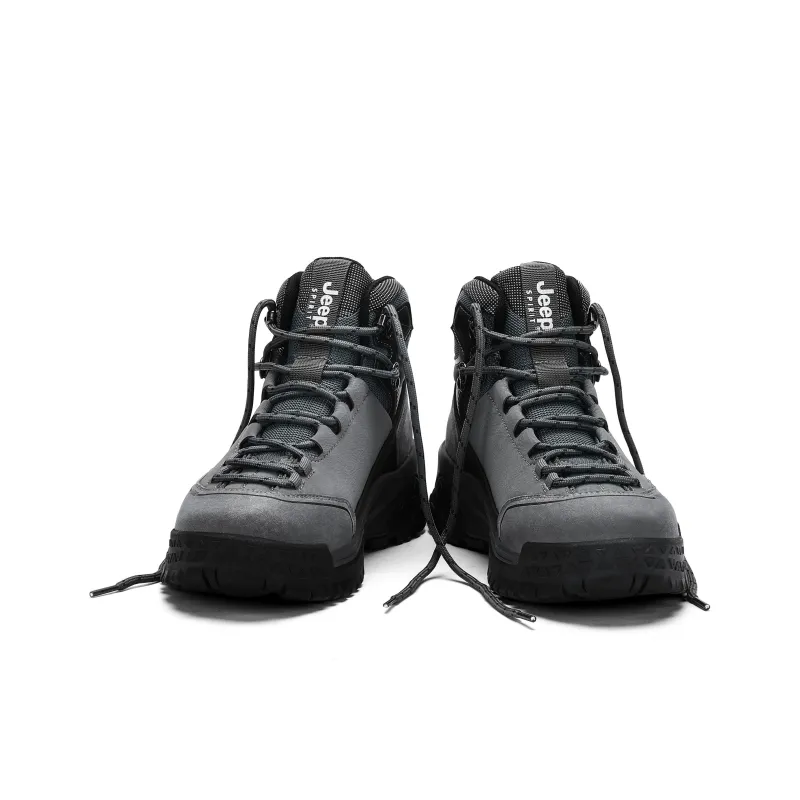 JEEP SPIRIT Slip Resistant, Abrasion Resistant, Waterproof High Top Outdoor Shoes Men's Black Gray-5