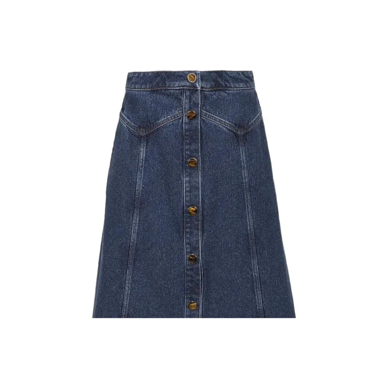 Chloé Faded Midi Denim Skirt-6
