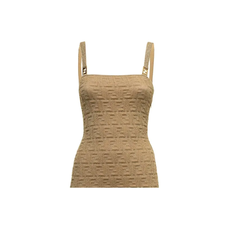 FENDI Slip Dresses Women's Yellow-5