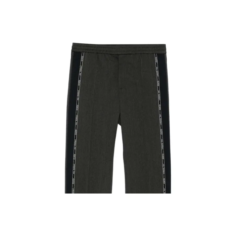 GUCCI Logo Trim Tapered Leg Trousers-5