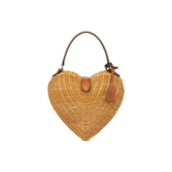 MOSCHINO Wooden Heart Shaped Bag, Shoulder Bag, Crossbody Bag, Handbag Women's Beige