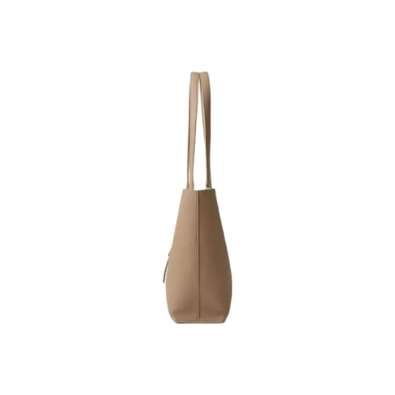 FION Cow Leather Tote Bag Shopping Bag Handbag Shoulder Bag Large Size Women's Cream Apricot-3