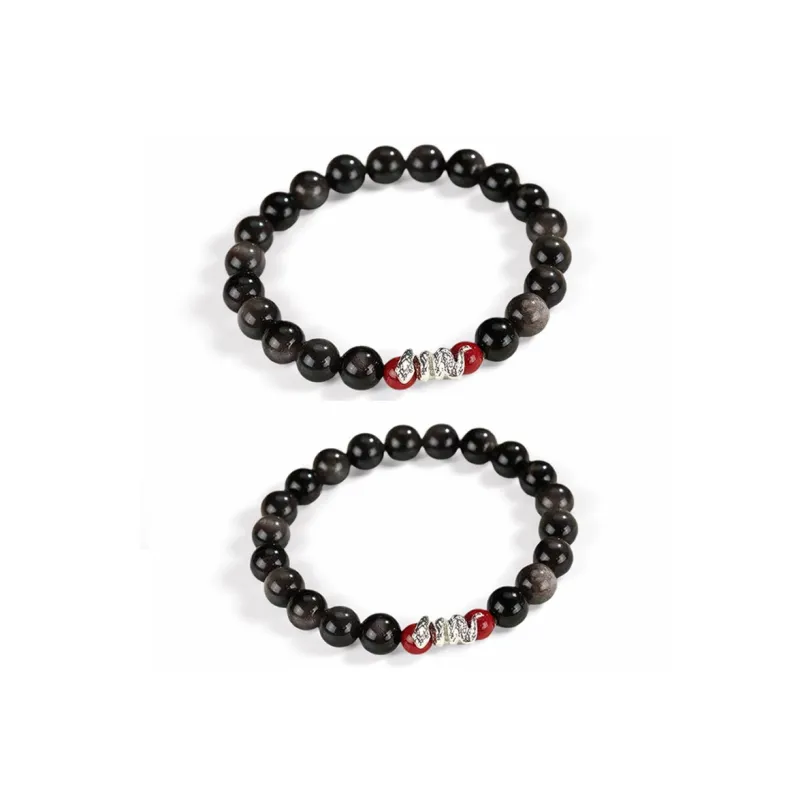 Bubble Scallops Obsidian Bracelets Unisex-7