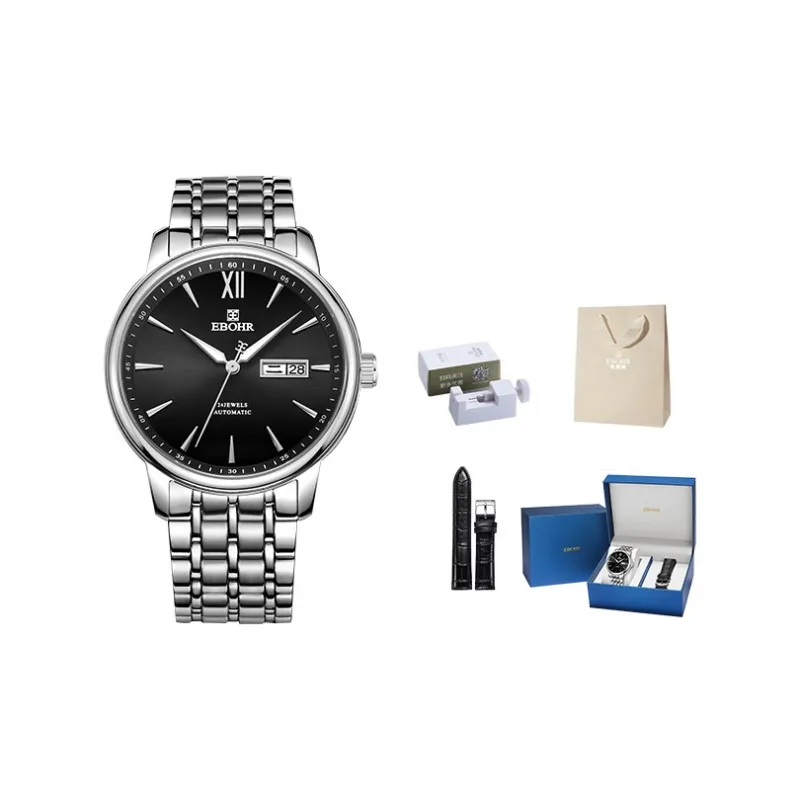 EBOHR Master Collection Automatic Mechanical Movement Stainless Steel Watchband Watch Men's Watches Silver Dial-7