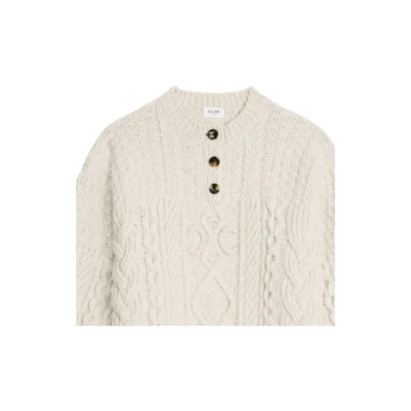 CELINE Triomphe Crew Neck Sweater In Aran Wool-2