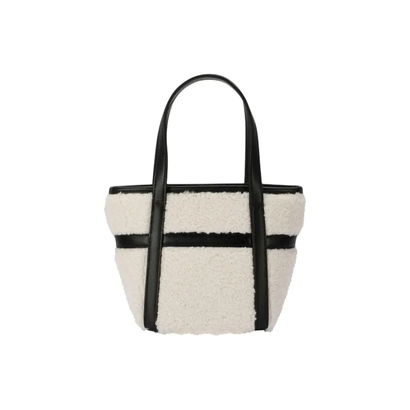 AJIDOU Artificial Leather Tote Bag, Shopping Bag, Shoulder Bag, Crossbody Bag, Handbag Medium Size Women's White-3