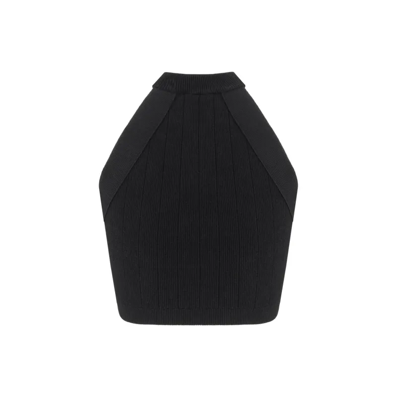 BALMAIN Halterneck Knit Cropped Top-1