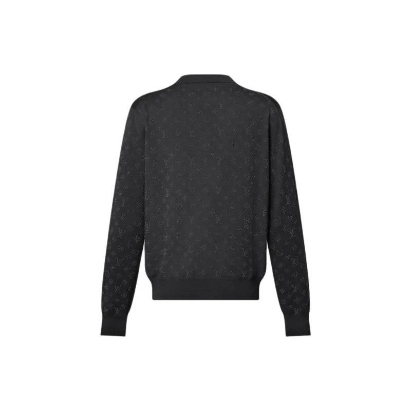 LOUIS VUITTON Monogram Embellished Wool Evening Crewneck-1