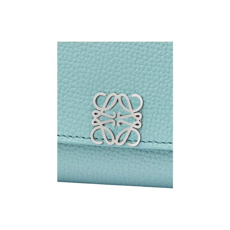 LOEWE Pebbled Calfskin Wallet Small Size Women's Aqua-4