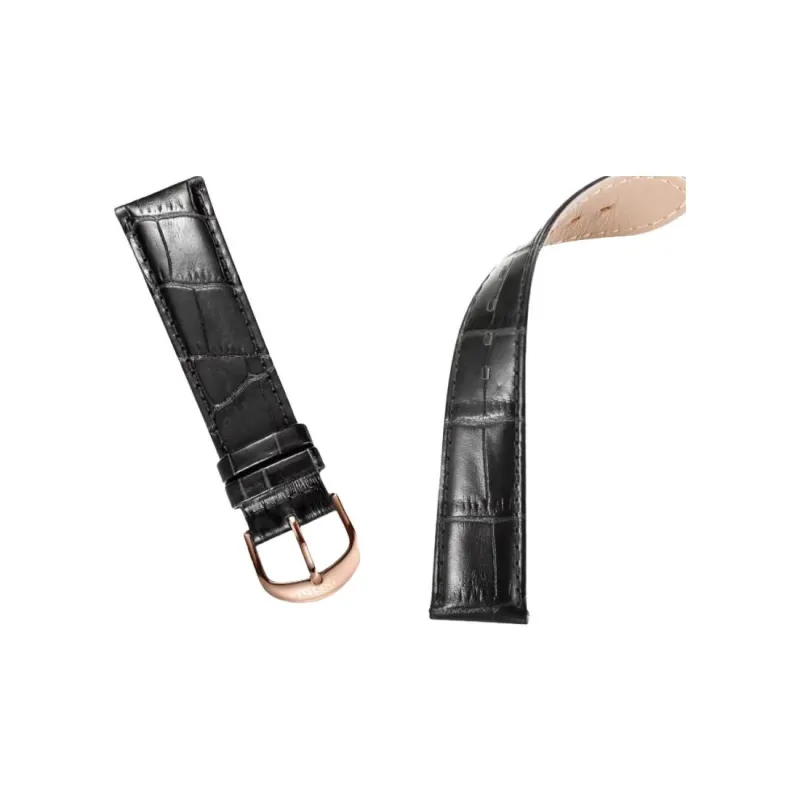ROSSINI Mechanical Movement Cowhide Strap Watch Women's Watch Black Dial-3