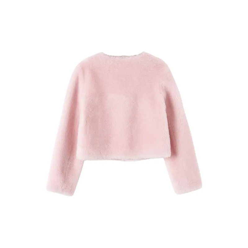 Late White Short Coats Women's Pink-2