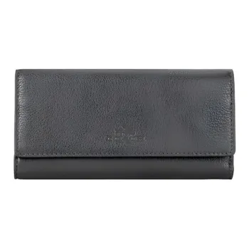 COACH Trifold Wallet Pebbled Leather Wallet Women's Black