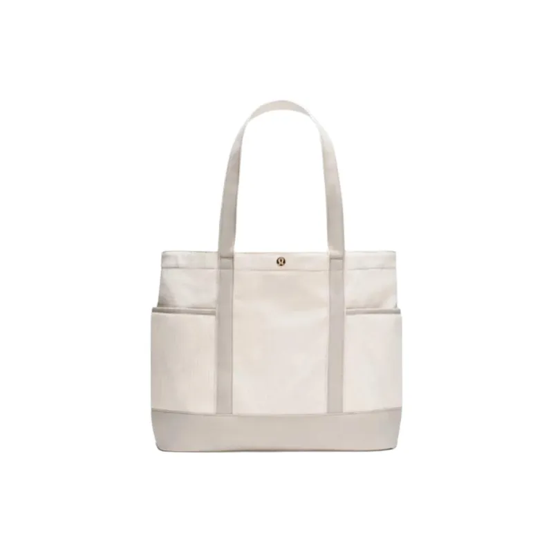 Lululemon Cotton Tote Bag Shopping Bag Handbag Unisex White-0