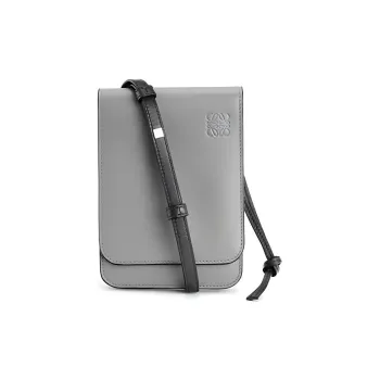 LOEWE Gusset Smooth Calf Leather Shoulder Bag Crossbody Bag Men's Gray