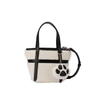 AJIDOU Artificial Leather Tote Bag, Shopping Bag, Shoulder Bag, Crossbody Bag, Handbag Medium Size Women's White