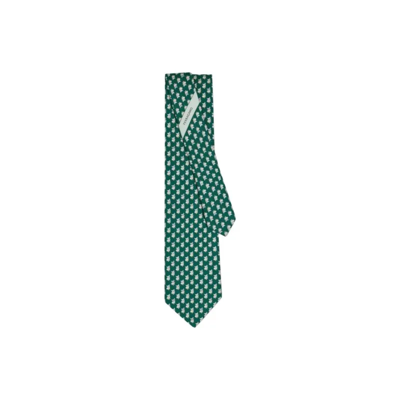Ferragamo Bulldog Print Tie-0