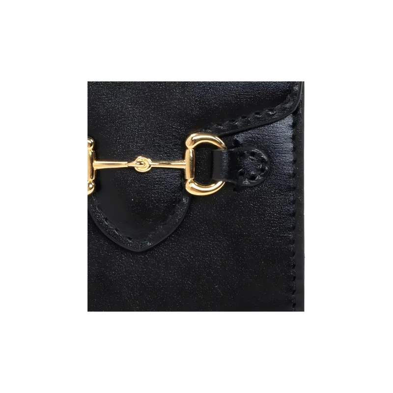 GUCCI Horsebit 1955 Leather Shoulder Bag, Crossbody Bag, Handbag Card Holder, Wallet Unisex Black-4