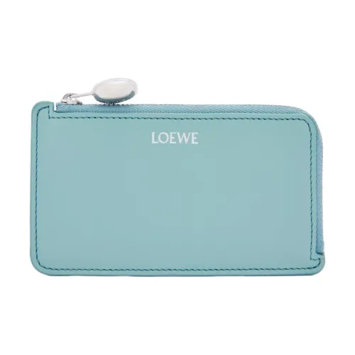 LOEWE Pebble Bucket Shiny Nappa Calfskin Card Holder Women's Aqua Blue