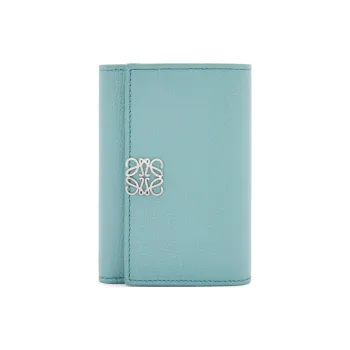 LOEWE Pebbled Calfskin Wallet Small Size Women's Aqua