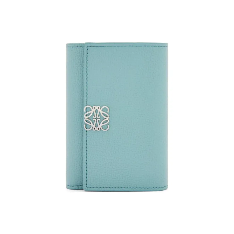 LOEWE Pebbled Calfskin Wallet Small Size Women's Aqua-0