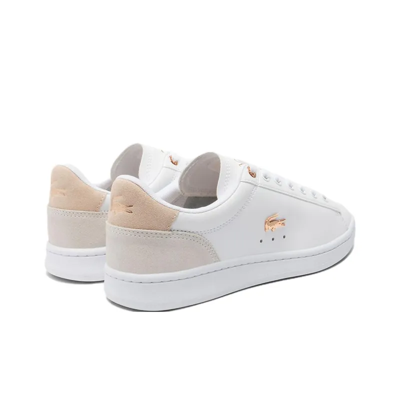 LACOSTE Carnaby Slip Resistant Low Top Skateboard Shoes Women's White Pink-2