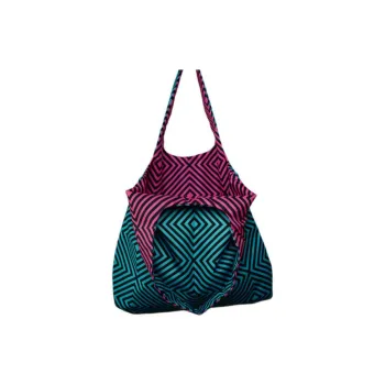 GAGA EQUIPMENT Nylon Tote Bag Shopping Bag Handbag Shoulder Bag Large Size Unisex Blue Pink Diamond Pattern