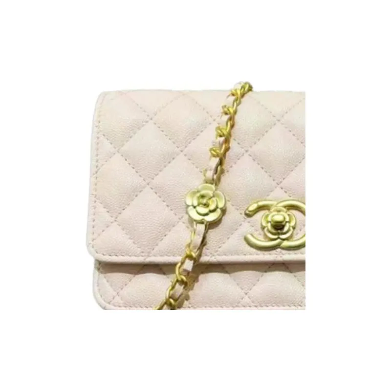 CHANEL WOC Grain Embossed Calfskin Wallet, Shoulder Bag, Crossbody Bag Women's Light Pink-2