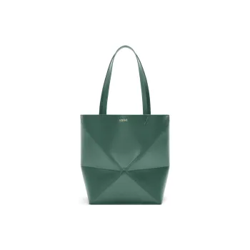 LOEWE Puzzle Fold Calfskin Tote Bag Shopping Bag Handbag Shoulder Bag Medium Size Women's Vanilla Grass Green