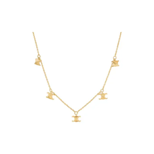 CELINE Brass Nickel-Free Necklaces Women's Gold