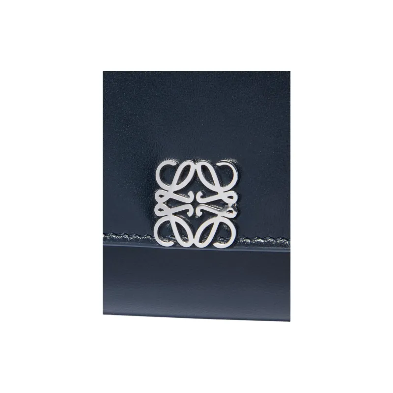 LOEWE Shiny Nappa Lambskin Wallet Small Size Women's Dark Marine Blue-4