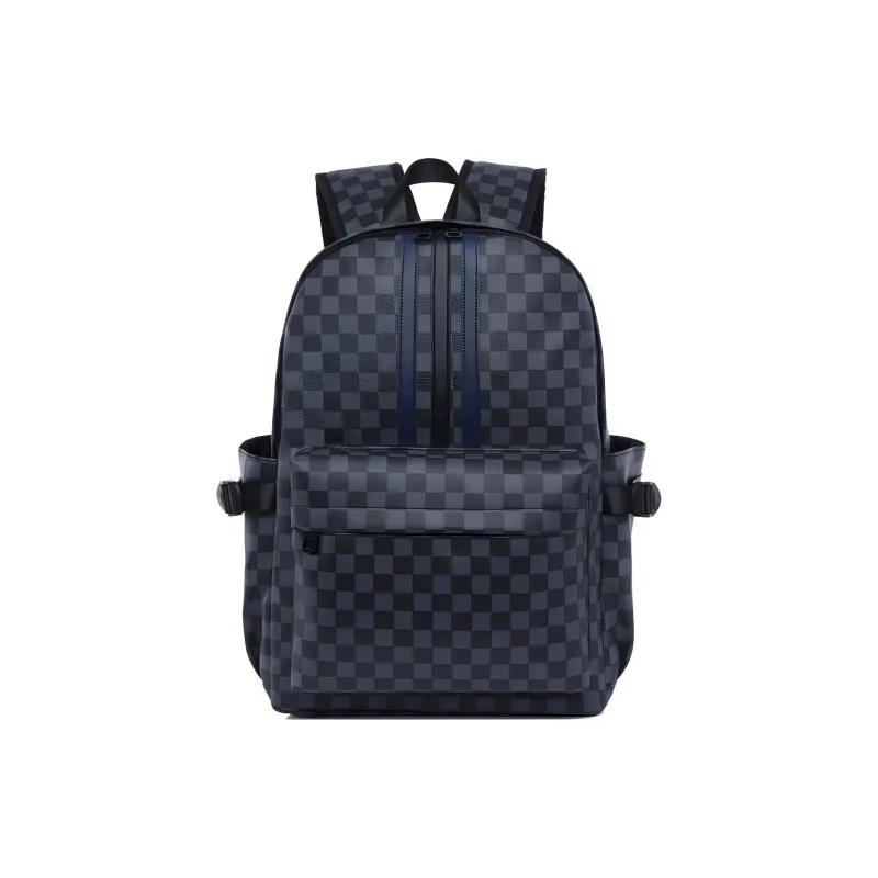 Yalu PU Backpack Tubas Unisex Black/Dark Brown-0
