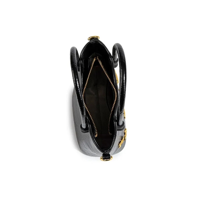 CentarlKatty Polyurethane Synthetic Leather One Shoulder Handbag Regular Women's Black Butterfly-4